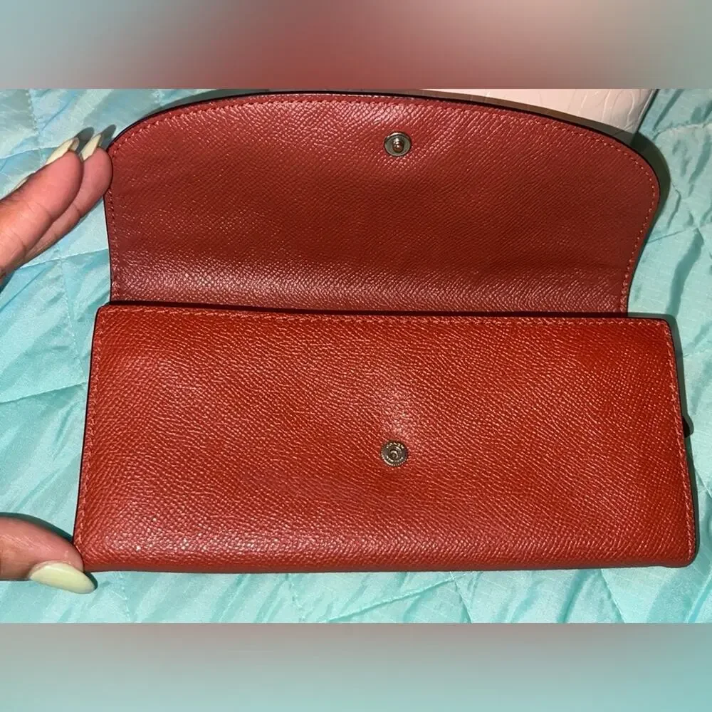 Coach Slim Envelope Wallet F26457 Terracotta Blush Colorblock Crossgrain EUC